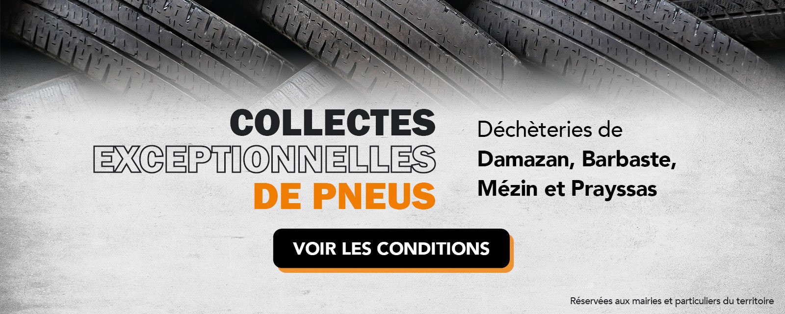 SMICTOM LGB Collectes exceptionnelles de pneus en déchèteries de octobre à décembre 2026 