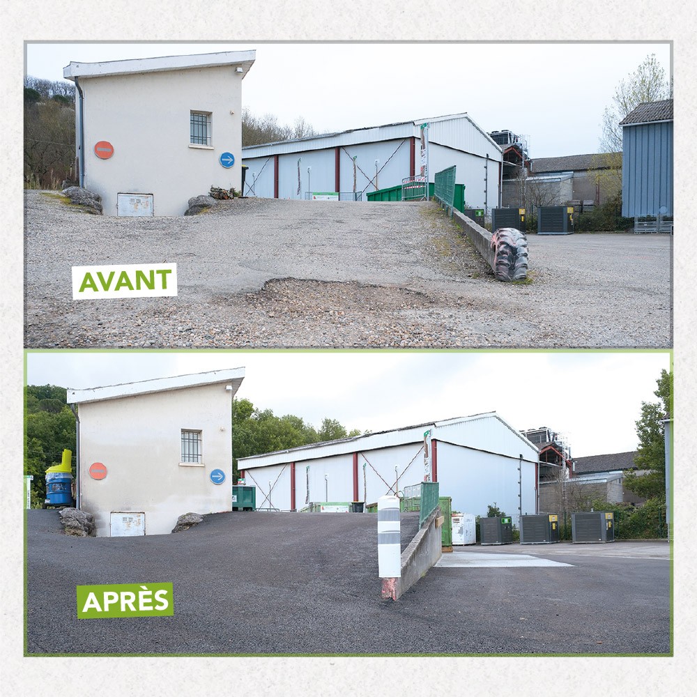 Photos avant après travaux entrée déchèterie Port-Sainte-Marie