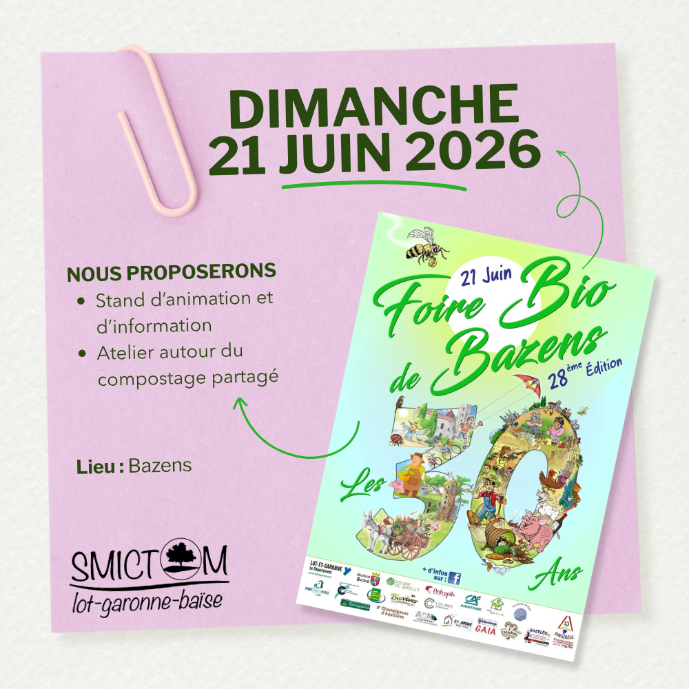 SMICTOM LGB - Présence Foire Bio Bazens juin 2026