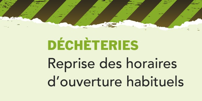 SMICTOM LGB - Reprise des horaires d'ouverture habituels - déchèteries Damazan et Port-Sainte-Marie